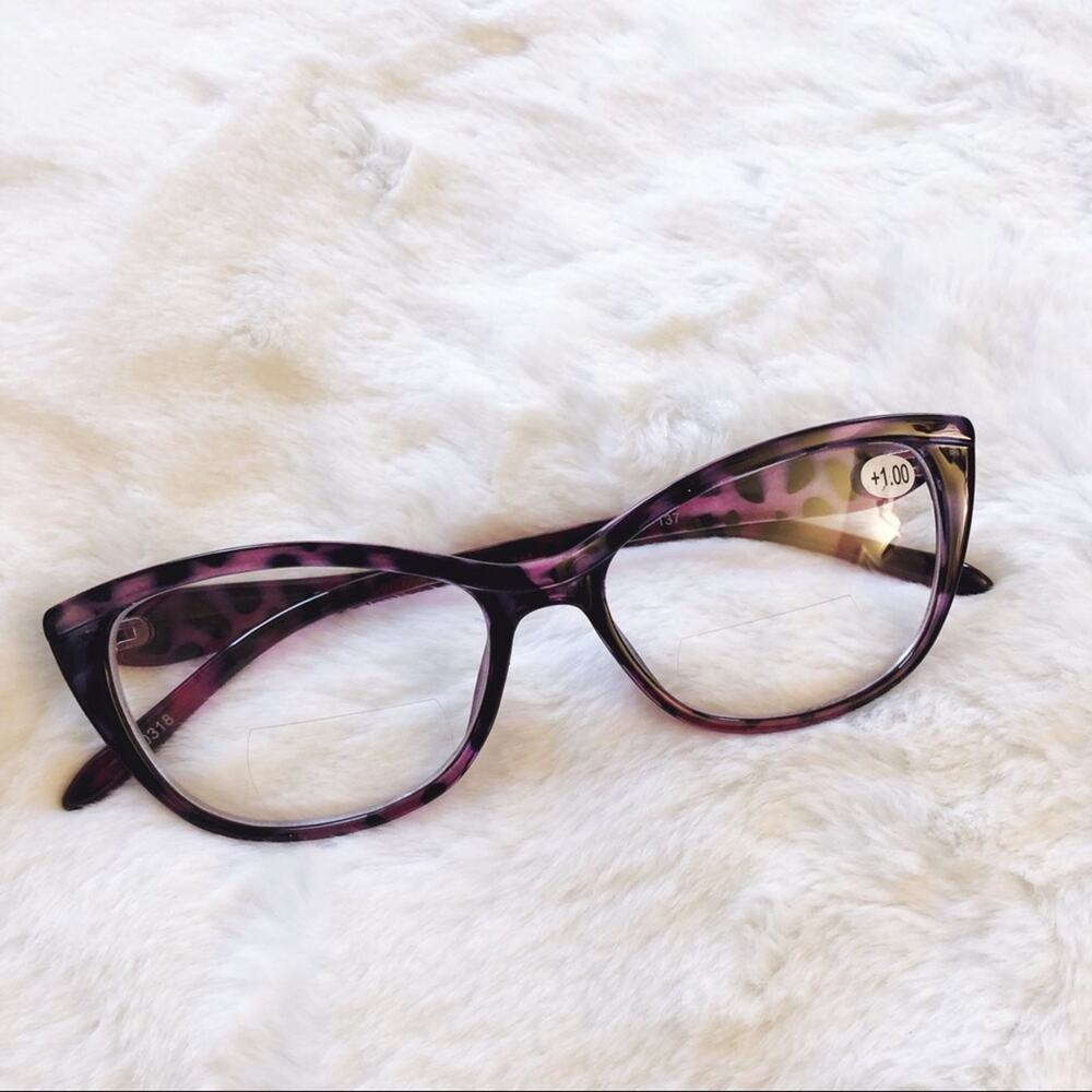Bailey Purple Cat Eye Bi-Focal Reader Glasses - Picture 3 of 11